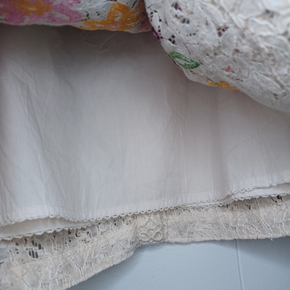 Anthropologie Floral Embroidered Mini Skirt - Cream Multicolor - Picture 7 of 11